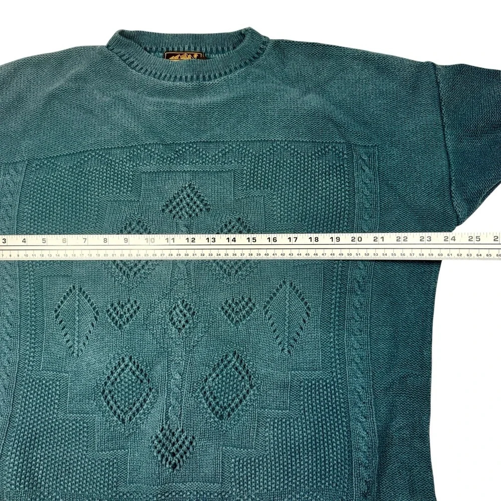 VTG Eddie Bauer Knit Sweater Medium Teal Southwest Women's Oversized USA Petite
